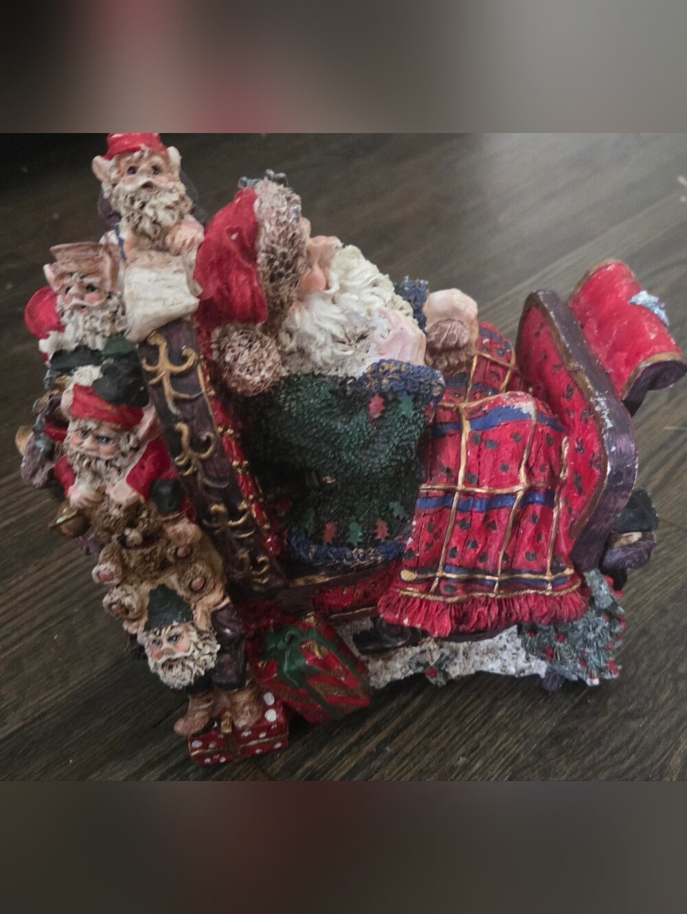 Vintage Three Hands Corp. Santa's Collection Anti. Santa on Sled Figurine 8.5x8.
